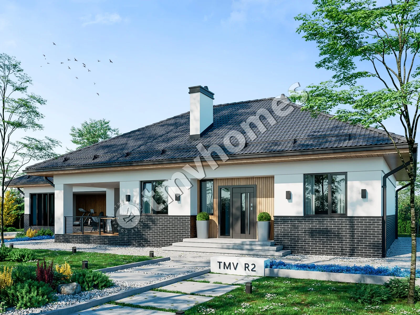 House Plan: 1457 sq ft, 1 Story, 4 Beds, Home Office, 2.5 Baths, Open Floor Plan, 2-Car Garage