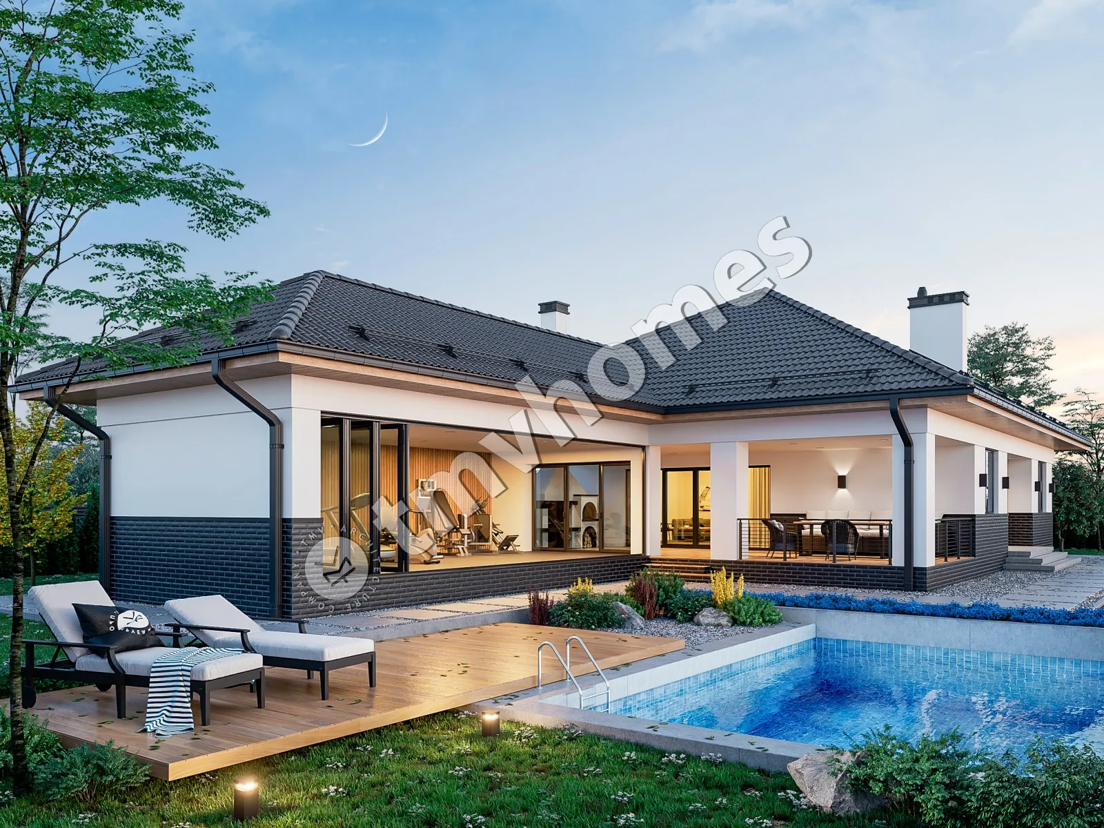 Proiect de casa parter 135 m²: 2 Dormitoare, 1 Bai, fara Garaj