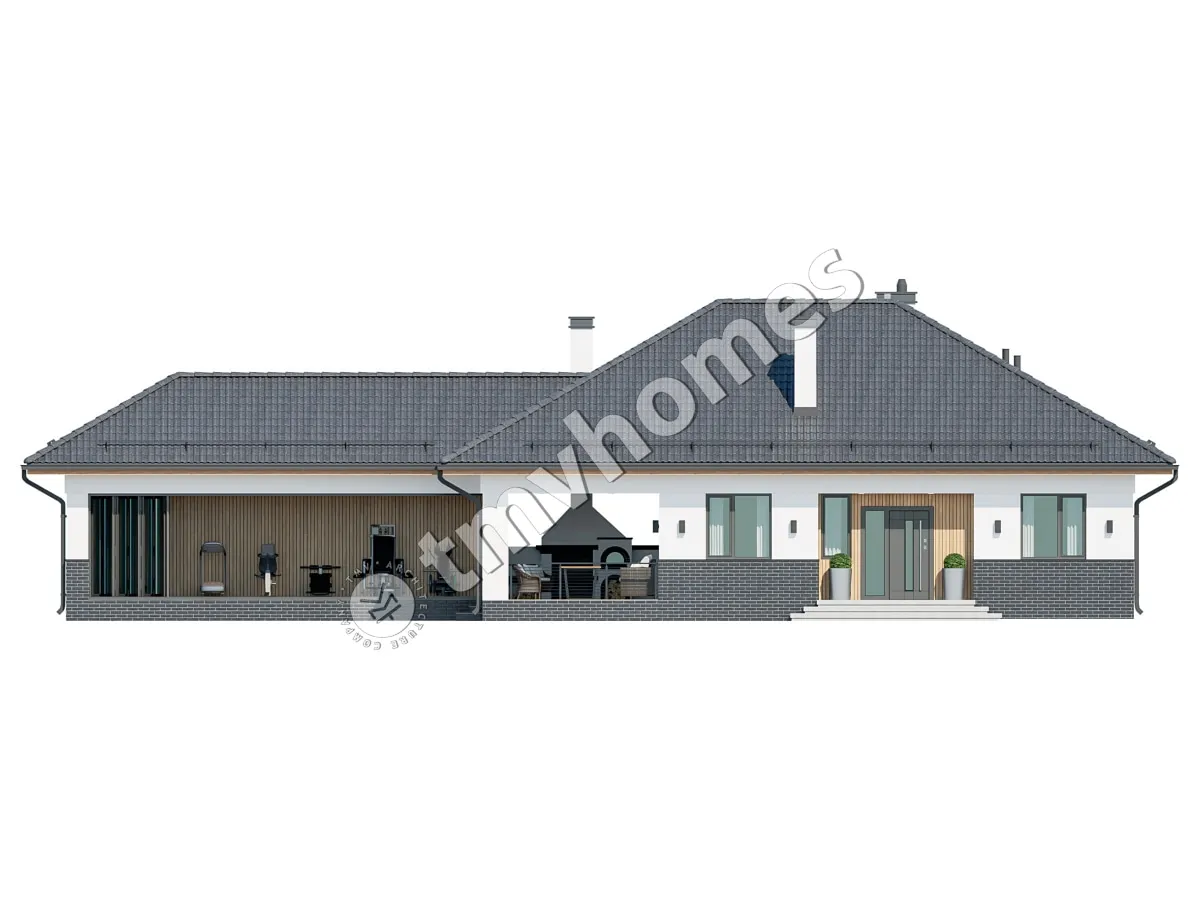 Proiect de casa parter 135 m²: 2 Dormitoare, 1 Bai, fara Garaj