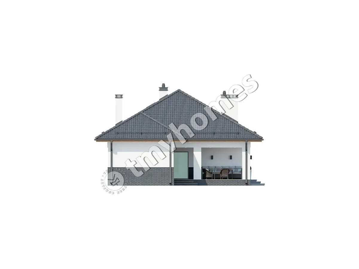 Proiect de casa parter 135 m²: 2 Dormitoare, 1 Bai, fara Garaj
