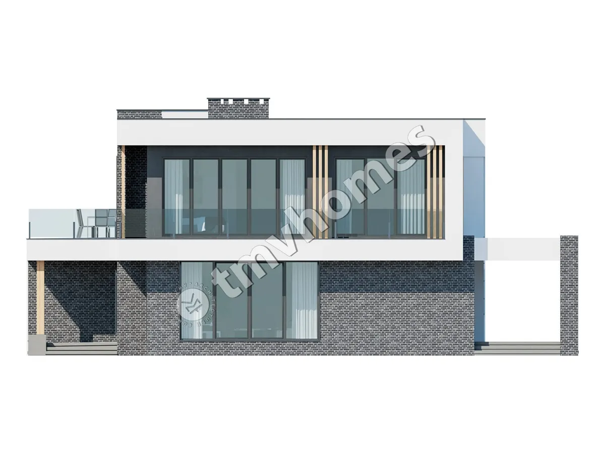 Proiect de casa cu etaj 329 m²: 5 Dormitoare, 3 Bai, Bucatarie deschisa, fara Garaj