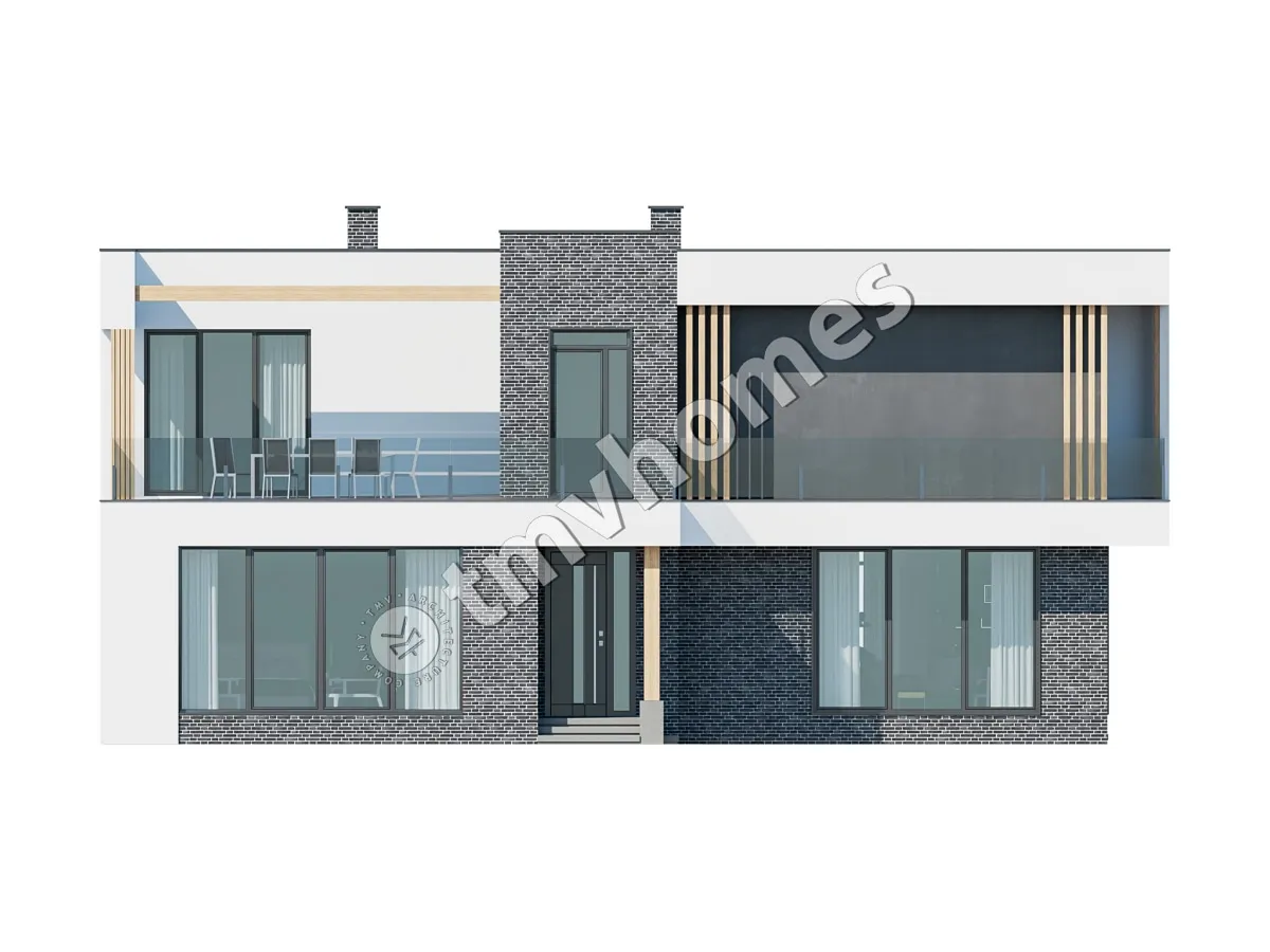 Proiect de casa cu etaj 329 m²: 5 Dormitoare, 3 Bai, Bucatarie deschisa, fara Garaj
