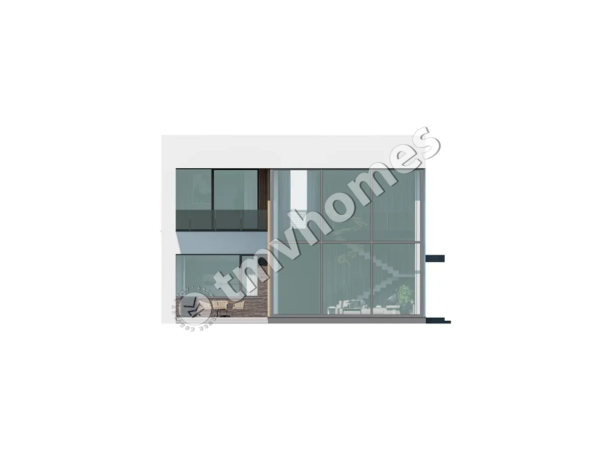Proiect de casa cu etaj 415 m²: 3 Dormitoare, Birou, 4 Bai, Bucatarie deschisa, Garaj
