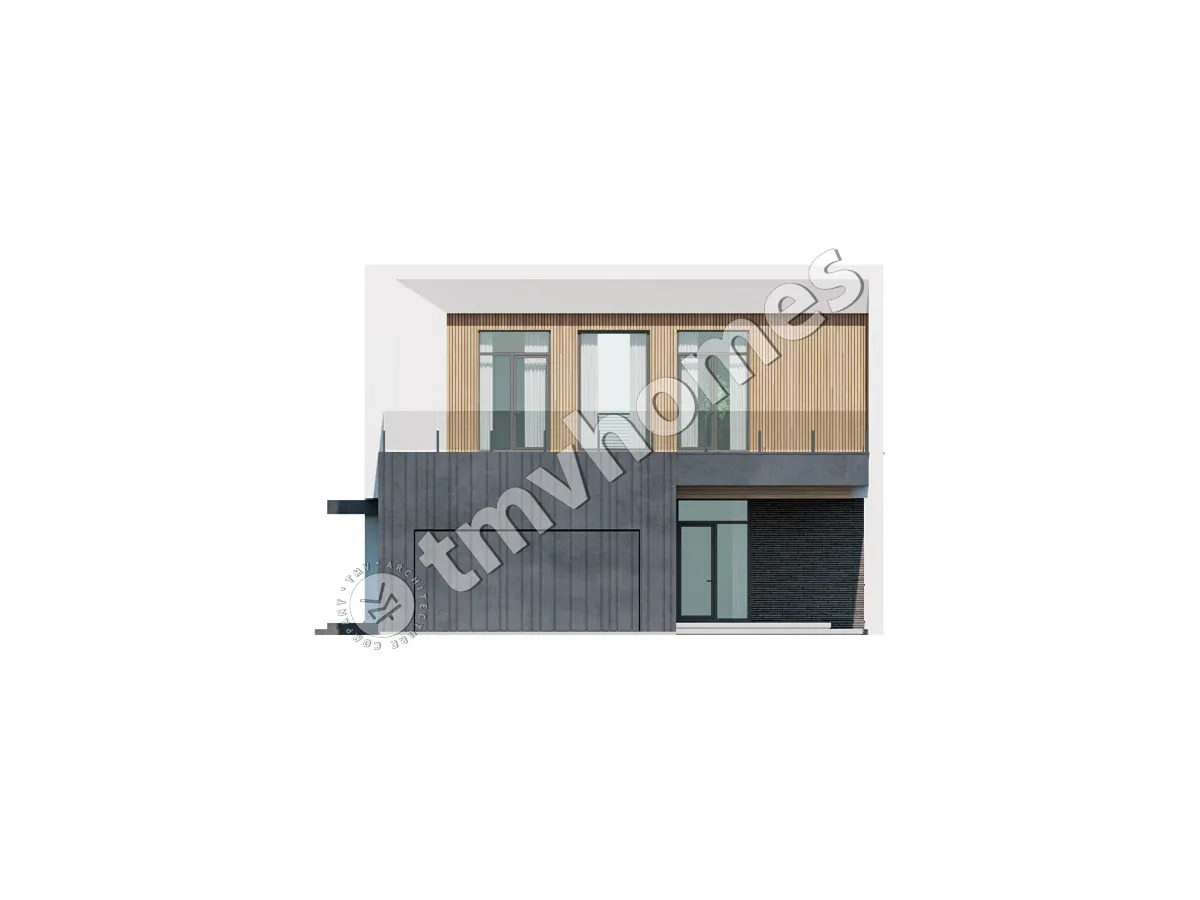 Proiect de casa cu etaj 415 m²: 3 Dormitoare, Birou, 4 Bai, Bucatarie deschisa, Garaj