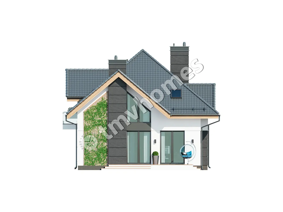 Proiect de casa parter cu mansardă 225 m²: 3 Dormitoare, Birou, 3 Bai, Bucatarie deschisa, Garaj