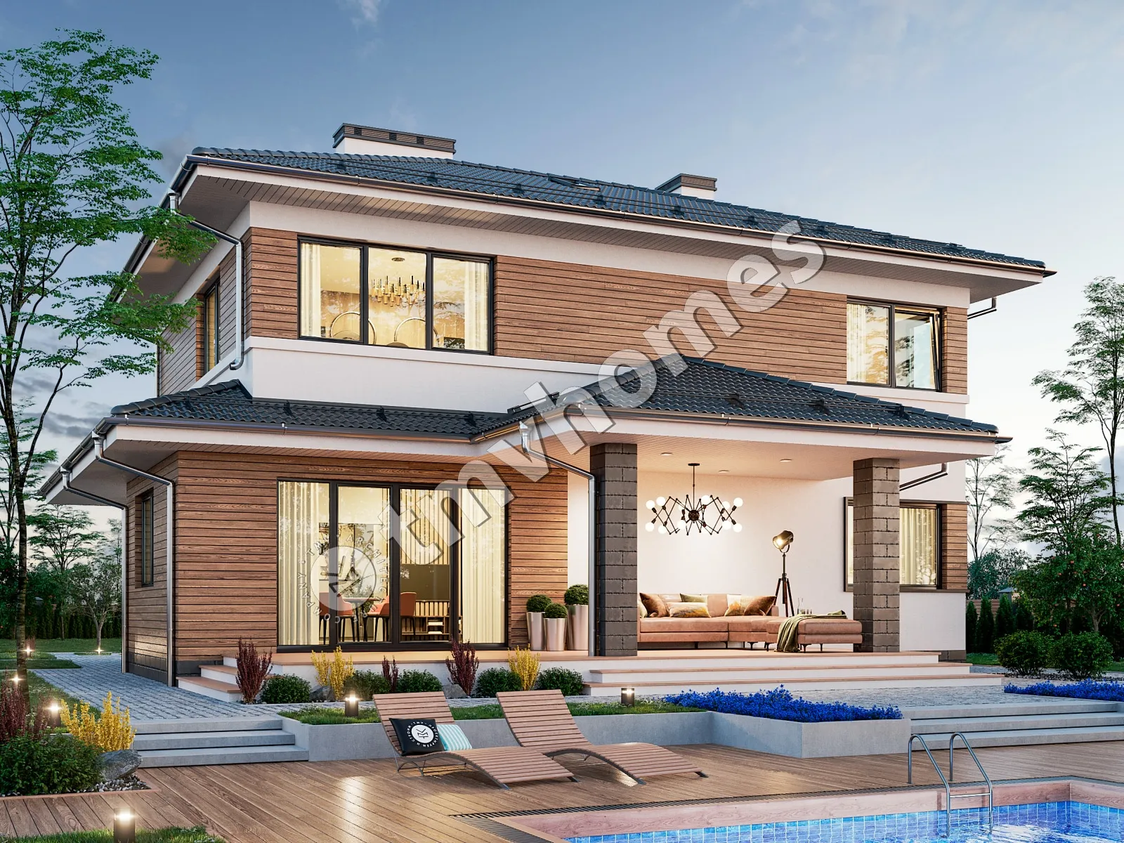 Proiect de casa cu etaj 185 m²: 3 Dormitoare, 3 Bai, fara Garaj