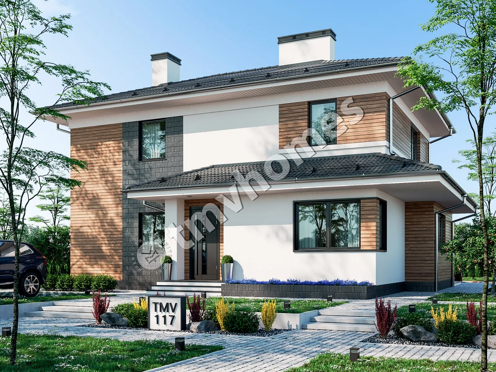 Proiect de casa cu etaj 185 m²: 3 Dormitoare, 3 Bai, fara Garaj