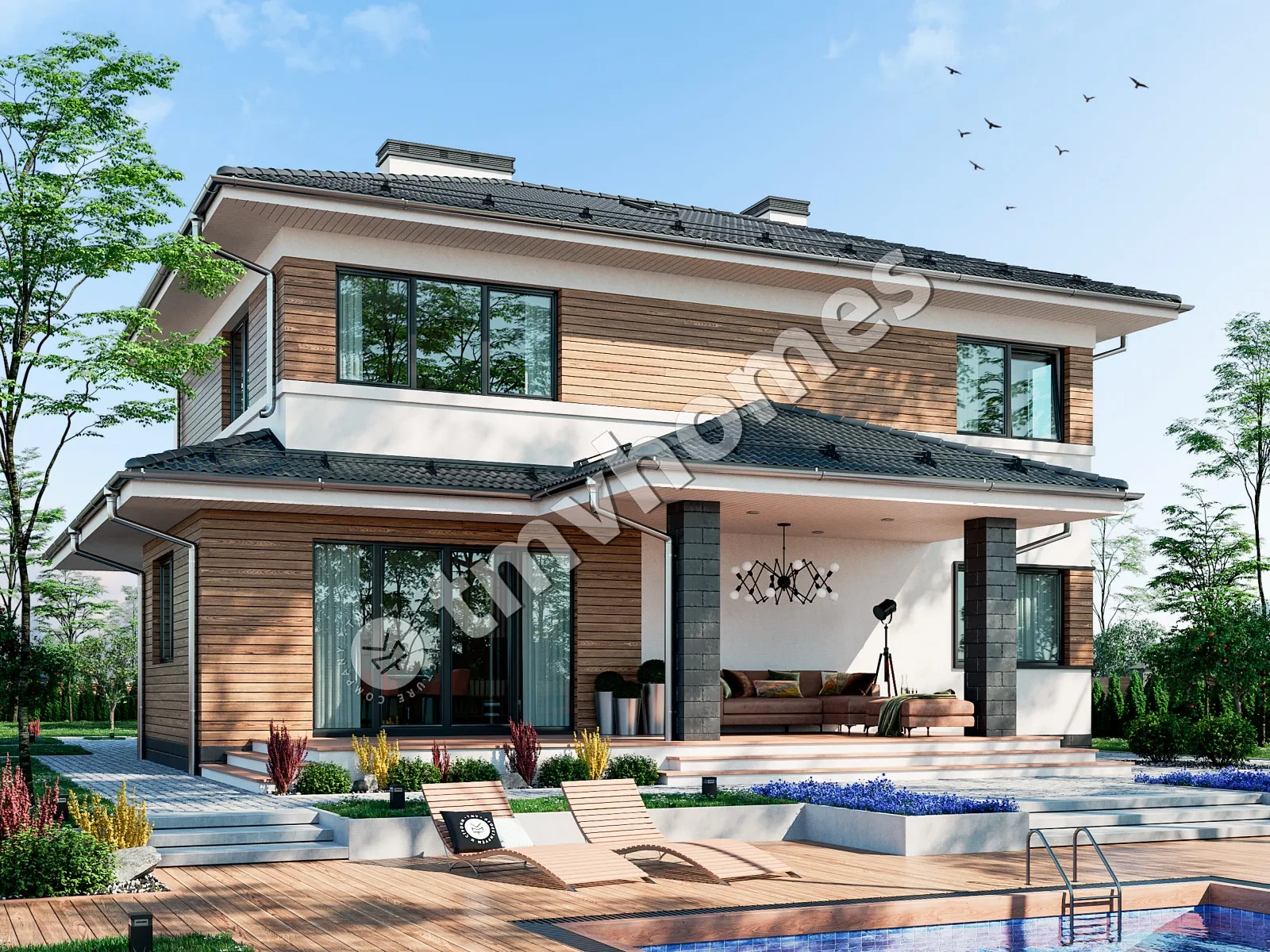 Proiect de casa cu etaj 185 m²: 3 Dormitoare, 3 Bai, fara Garaj