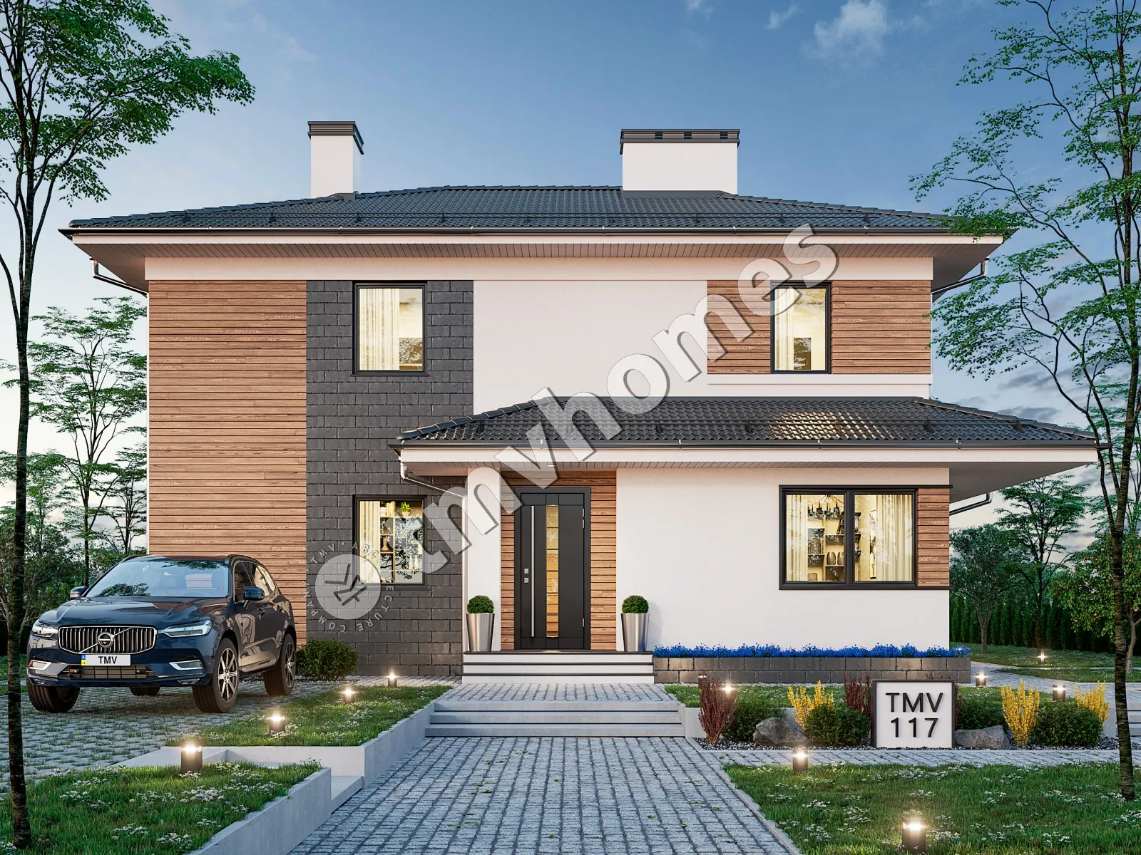 Proiect de casa cu etaj 185 m²: 3 Dormitoare, 3 Bai, fara Garaj