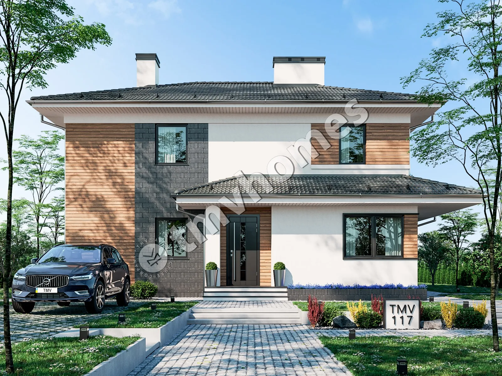 Proiect de casa cu etaj 185 m²: 3 Dormitoare, 3 Bai, fara Garaj