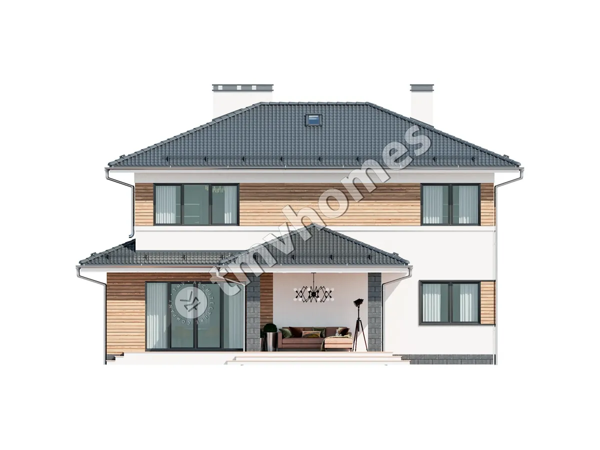 Proiect de casa cu etaj 185 m²: 3 Dormitoare, 3 Bai, fara Garaj