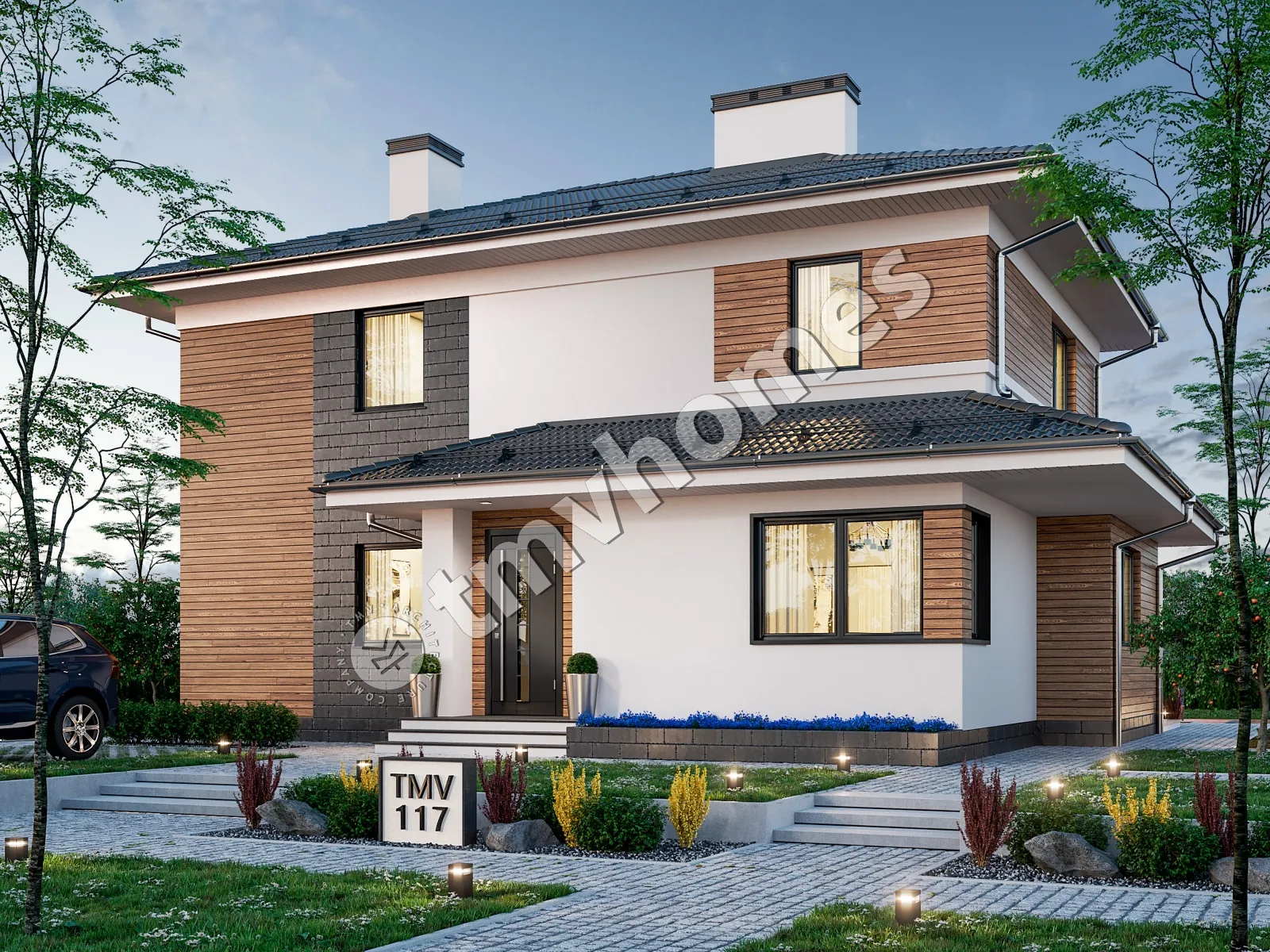 Proiect de casa cu etaj 185 m²: 3 Dormitoare, 3 Bai, fara Garaj
