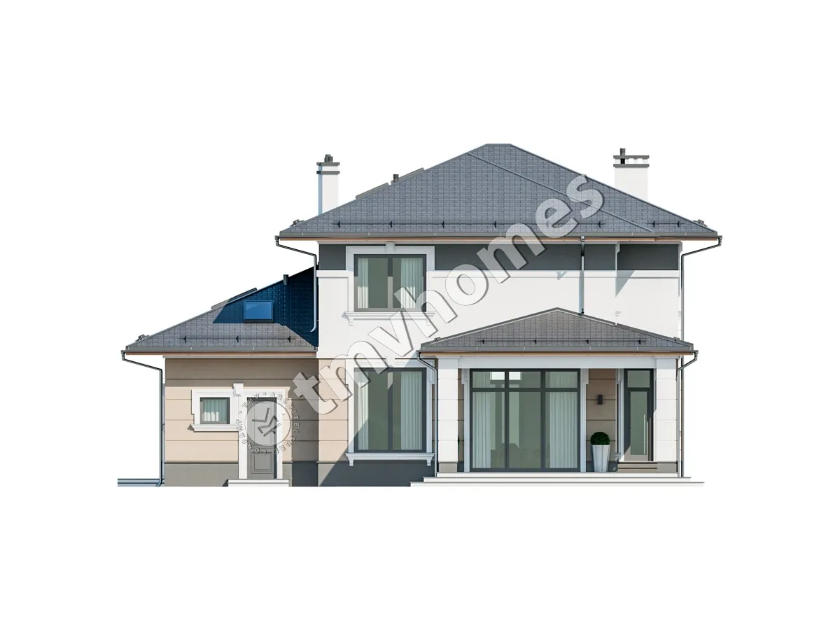 Proiect de casa cu etaj 332 m²: 3 Dormitoare, 3 Bai, Bucatarie deschisa, Garaj