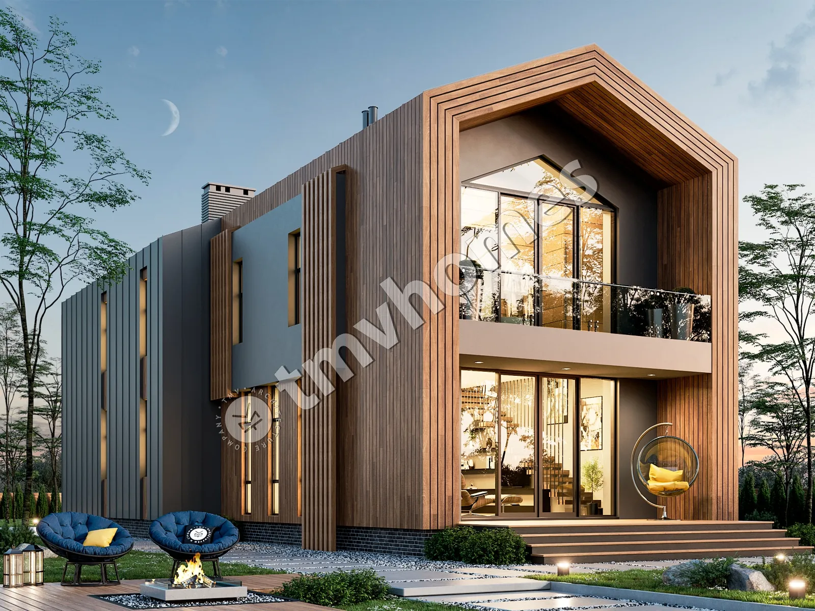Proiect de casa parter cu mansardă 224 m²: 3 Dormitoare, Birou, 3 Bai, Bucatarie deschisa, fara Garaj