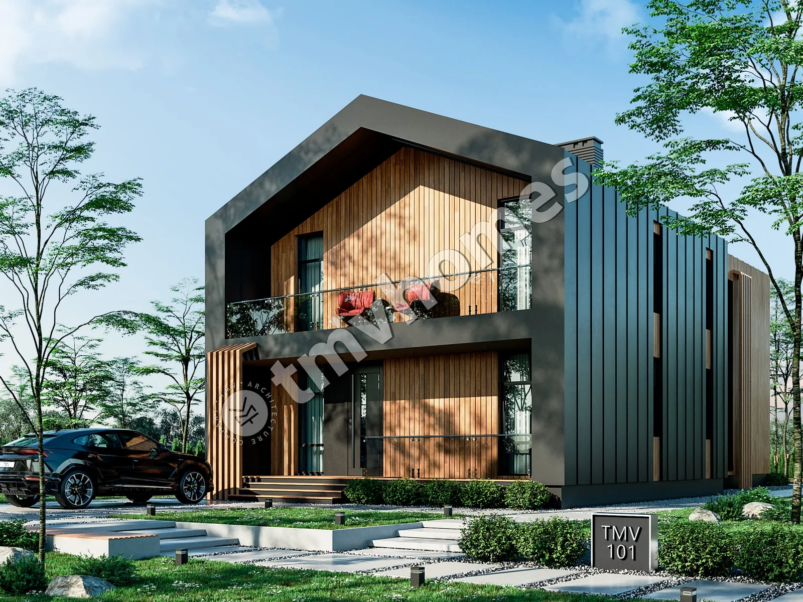 Proiect de casa parter cu mansardă 207 m²: 2 Dormitoare, Birou, 2 Bai, Bucatarie deschisa, fara Garaj