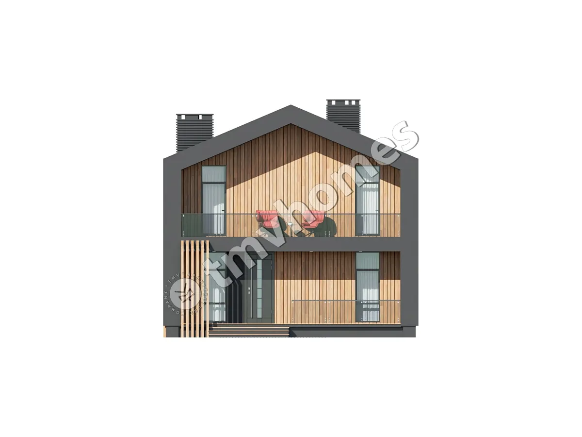 Proiect de casa parter cu mansardă 207 m²: 2 Dormitoare, Birou, 2 Bai, Bucatarie deschisa, fara Garaj