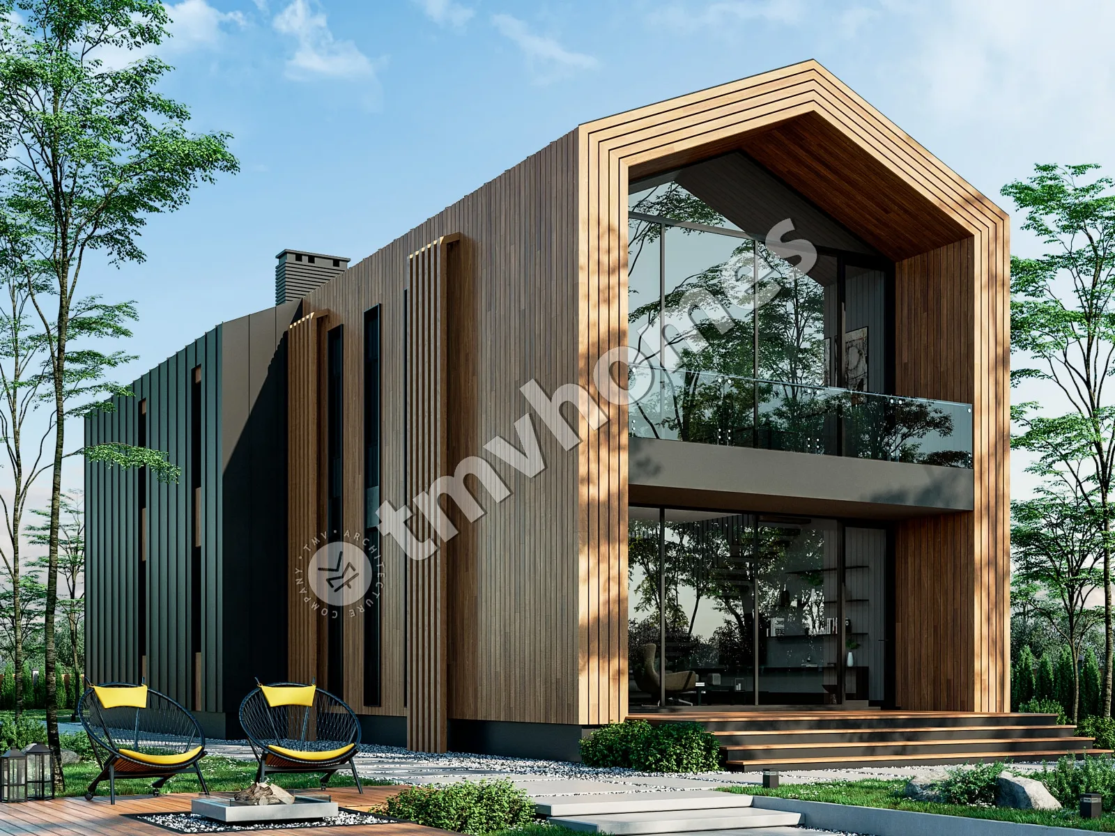 Proiect de casa parter cu mansardă 207 m²: 2 Dormitoare, Birou, 2 Bai, Bucatarie deschisa, fara Garaj