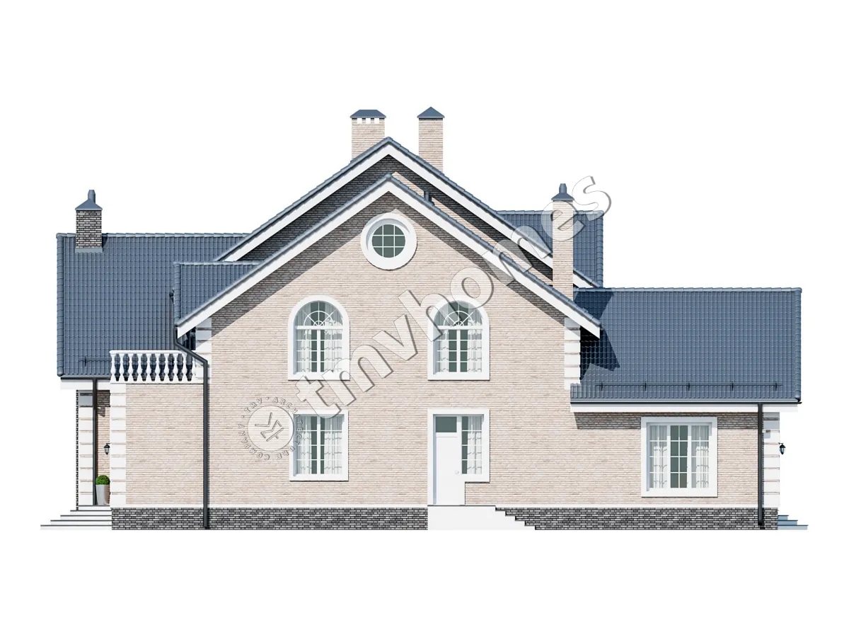 Proiect de casa parter cu mansardă 483 m²: 6 Dormitoare, Birou, 5 Bai, fara Garaj