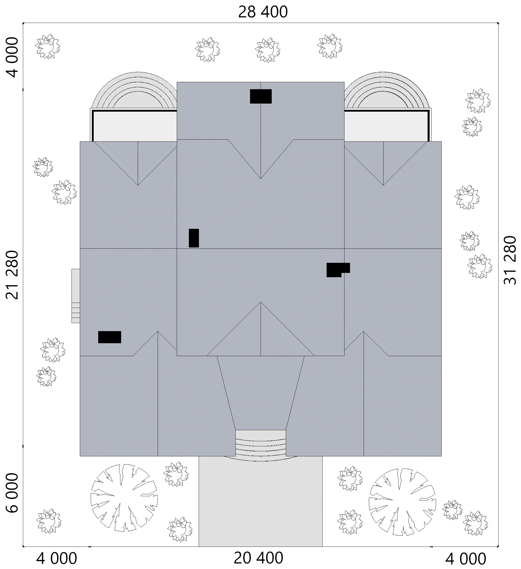 Proiect de casa parter cu mansardă 483 m²: 6 Dormitoare, Birou, 5 Bai, fara Garaj