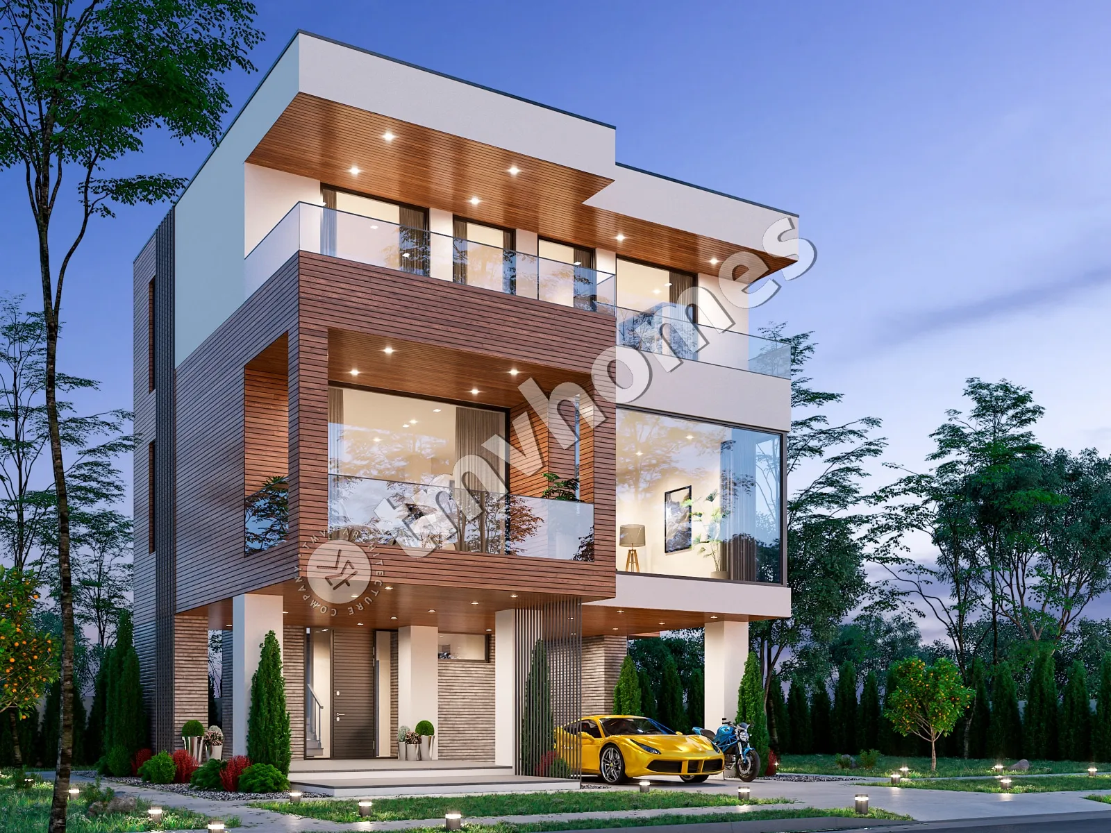 Proiect de casa cu 2 etaje 144 m²: 3 Dormitoare, 3 Bai, Bucatarie deschisa, fara Garaj