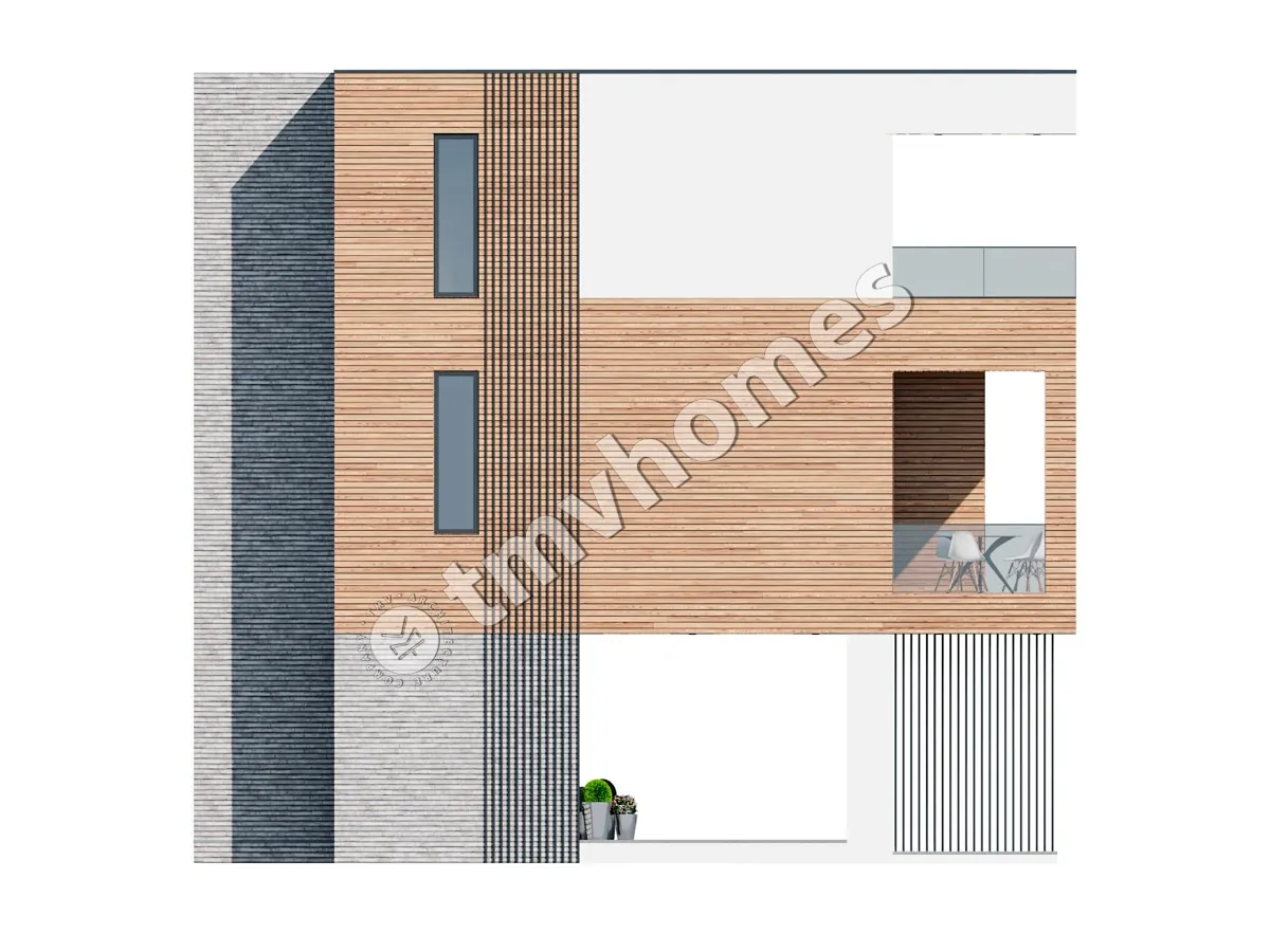 Proiect de casa cu 2 etaje 144 m²: 3 Dormitoare, 3 Bai, Bucatarie deschisa, fara Garaj