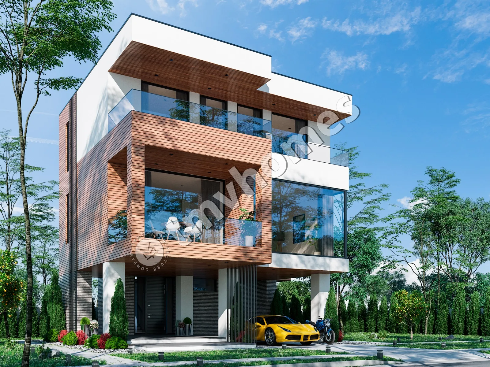 Proiect de casa cu 2 etaje 144 m²: 3 Dormitoare, 3 Bai, Bucatarie deschisa, fara Garaj