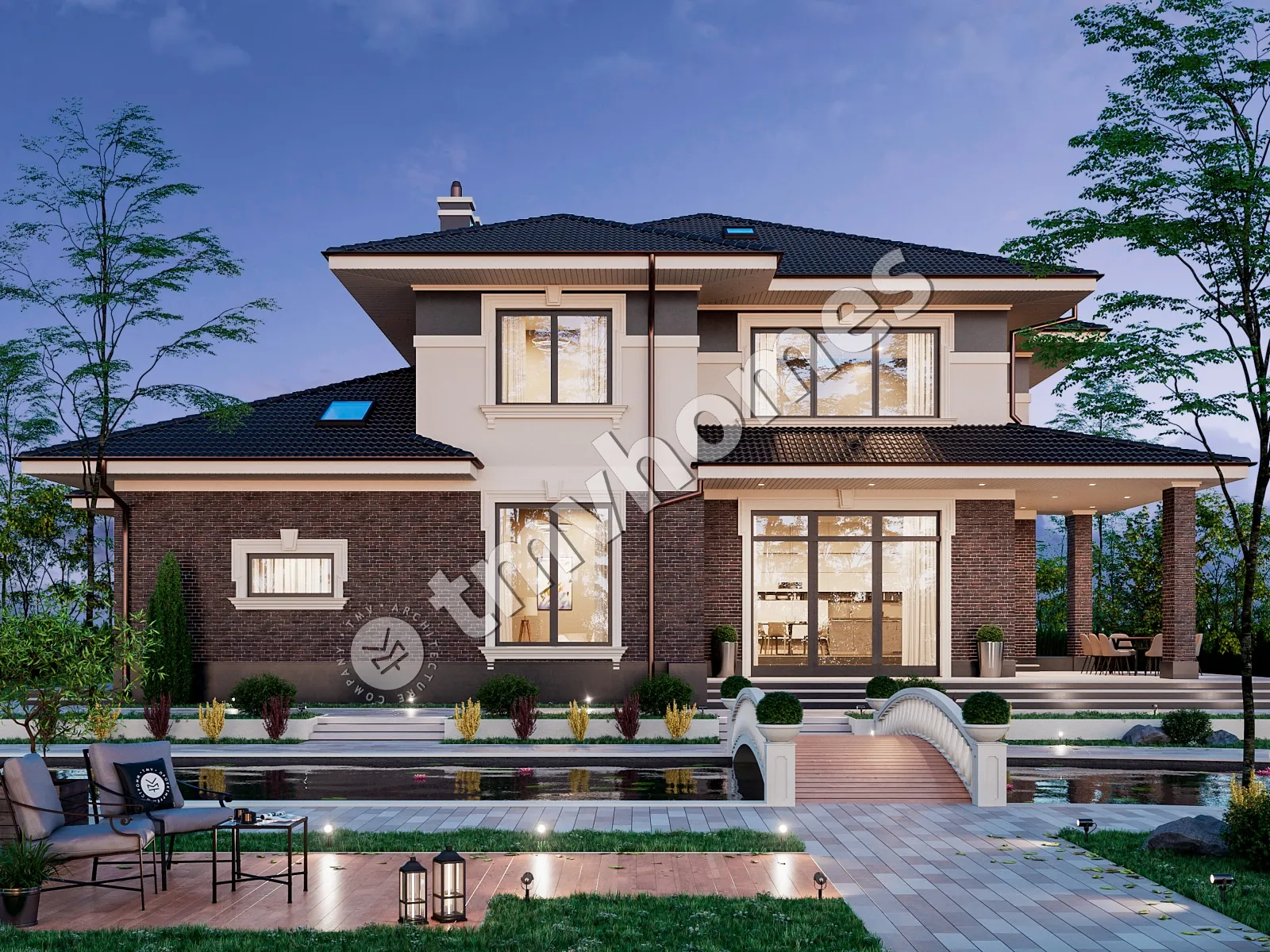 Proiect de casa cu etaj 436 m²: 5 Dormitoare, 3 Bai, Bucatarie deschisa, Garaj