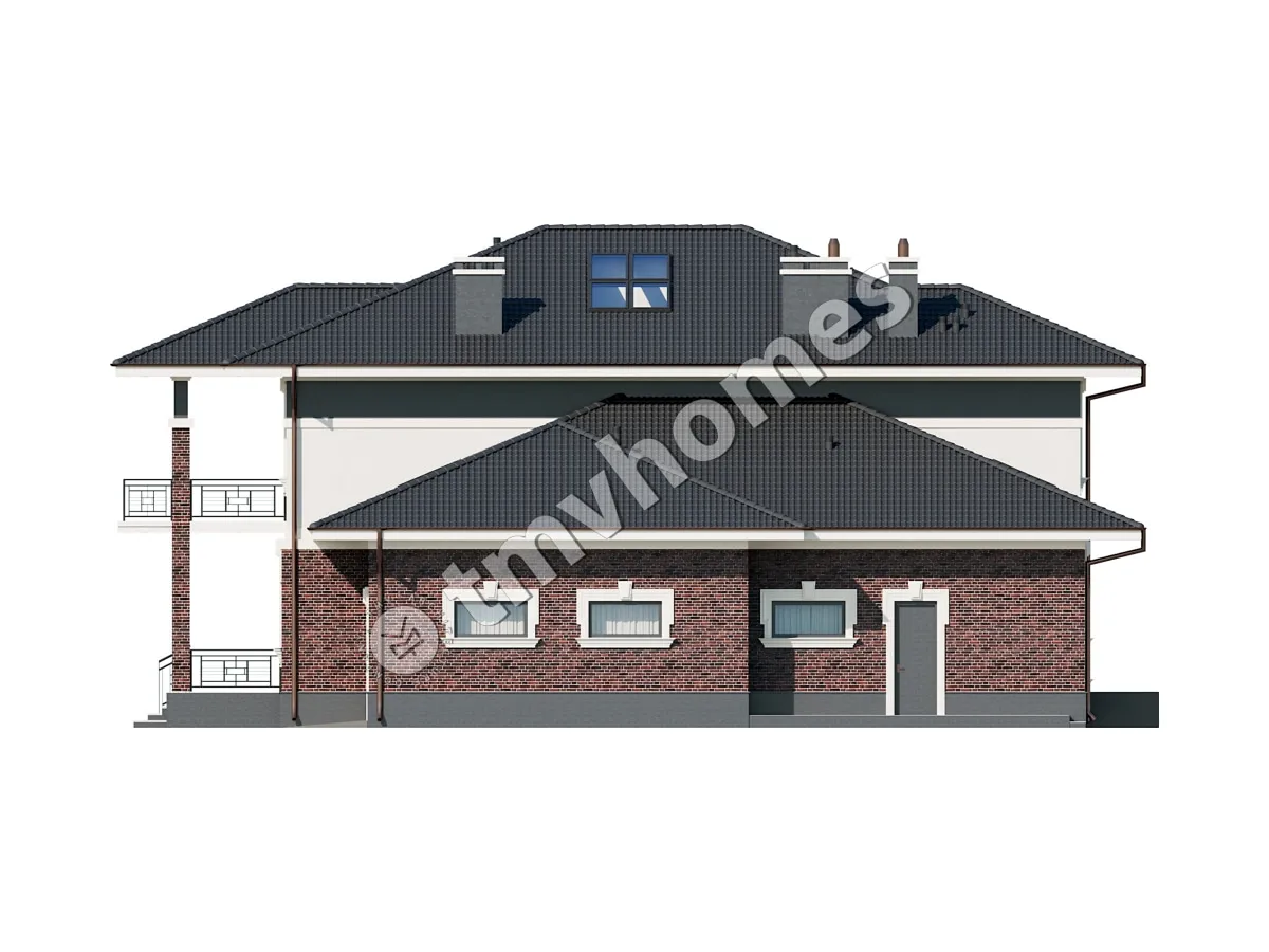 Proiect de casa cu etaj 436 m²: 5 Dormitoare, 3 Bai, Bucatarie deschisa, Garaj