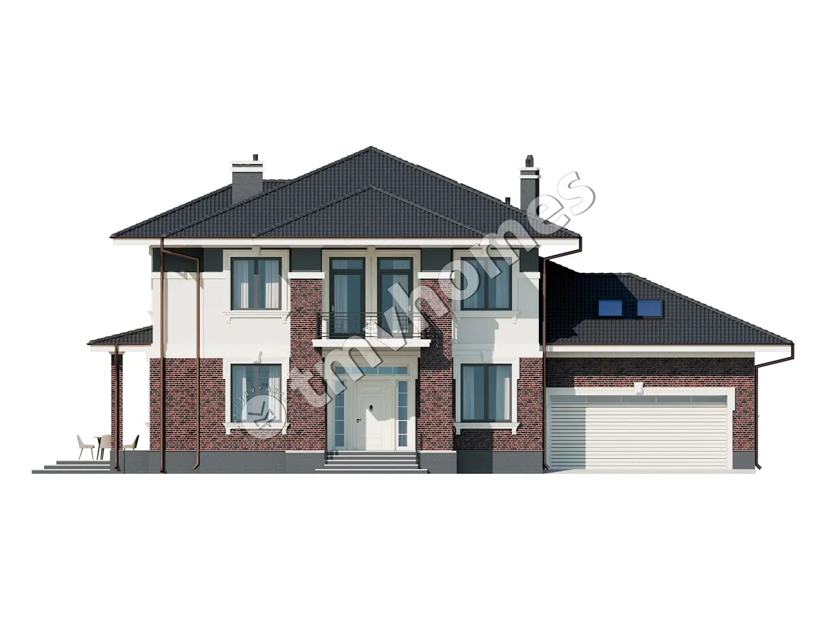Proiect de casa cu etaj 436 m²: 5 Dormitoare, 3 Bai, Bucatarie deschisa, Garaj