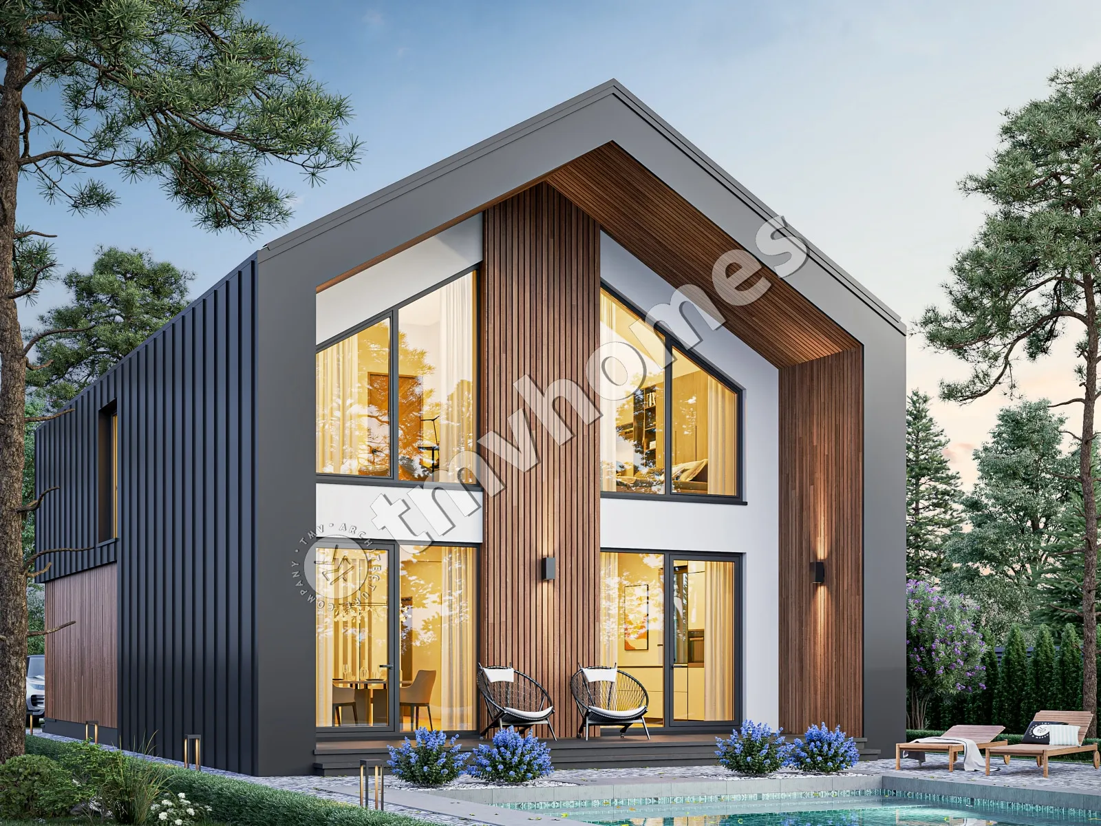 Proiect de casa parter cu mansardă 172 m²: 4 Dormitoare, 3 Bai, Bucatarie deschisa, fara Garaj
