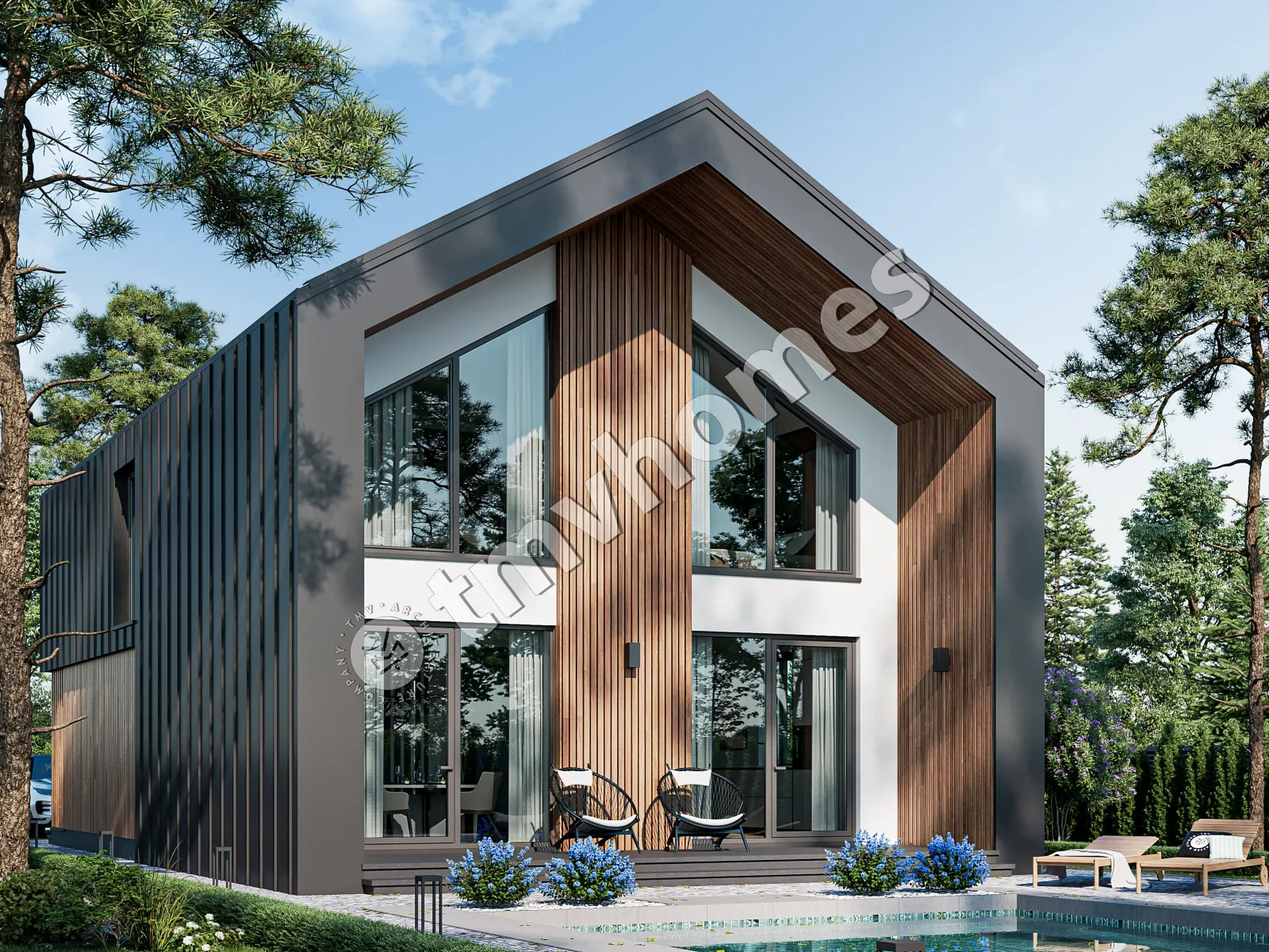 Proiect de casa parter cu mansardă 172 m²: 4 Dormitoare, 3 Bai, Bucatarie deschisa, fara Garaj