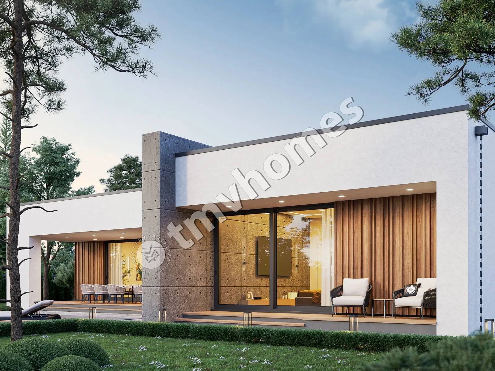 Proiect de casa parter 224 m²: 3 Dormitoare, 3 Bai, Bucatarie deschisa, fara Garaj
