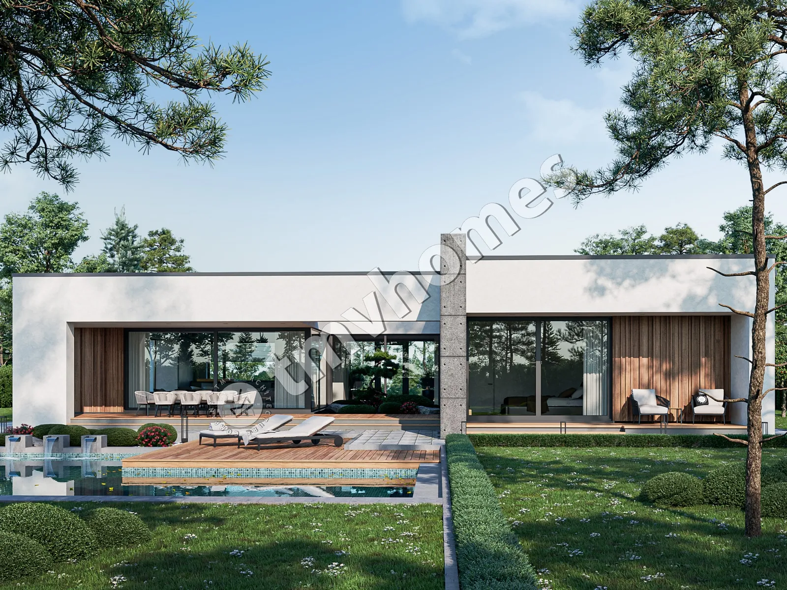 Proiect de casa parter 224 m²: 3 Dormitoare, 3 Bai, Bucatarie deschisa, fara Garaj