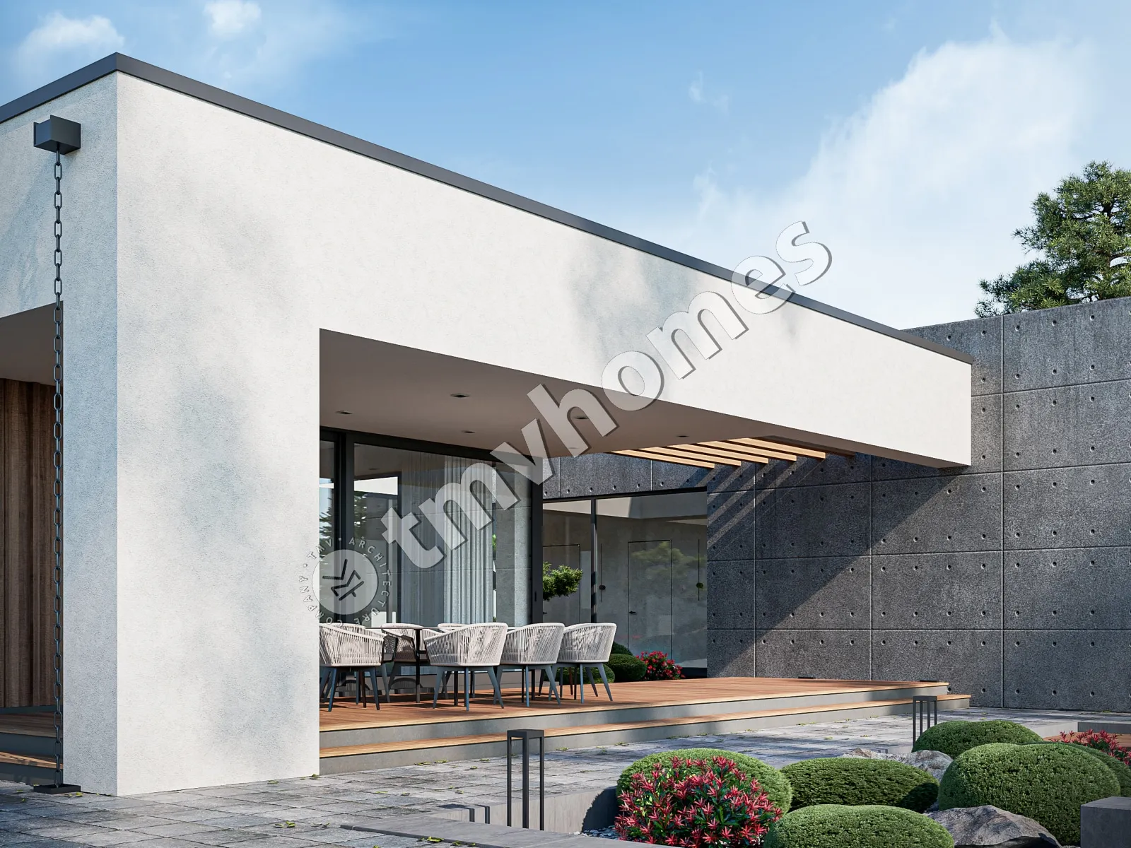 Proiect de casa parter 224 m²: 3 Dormitoare, 3 Bai, Bucatarie deschisa, fara Garaj