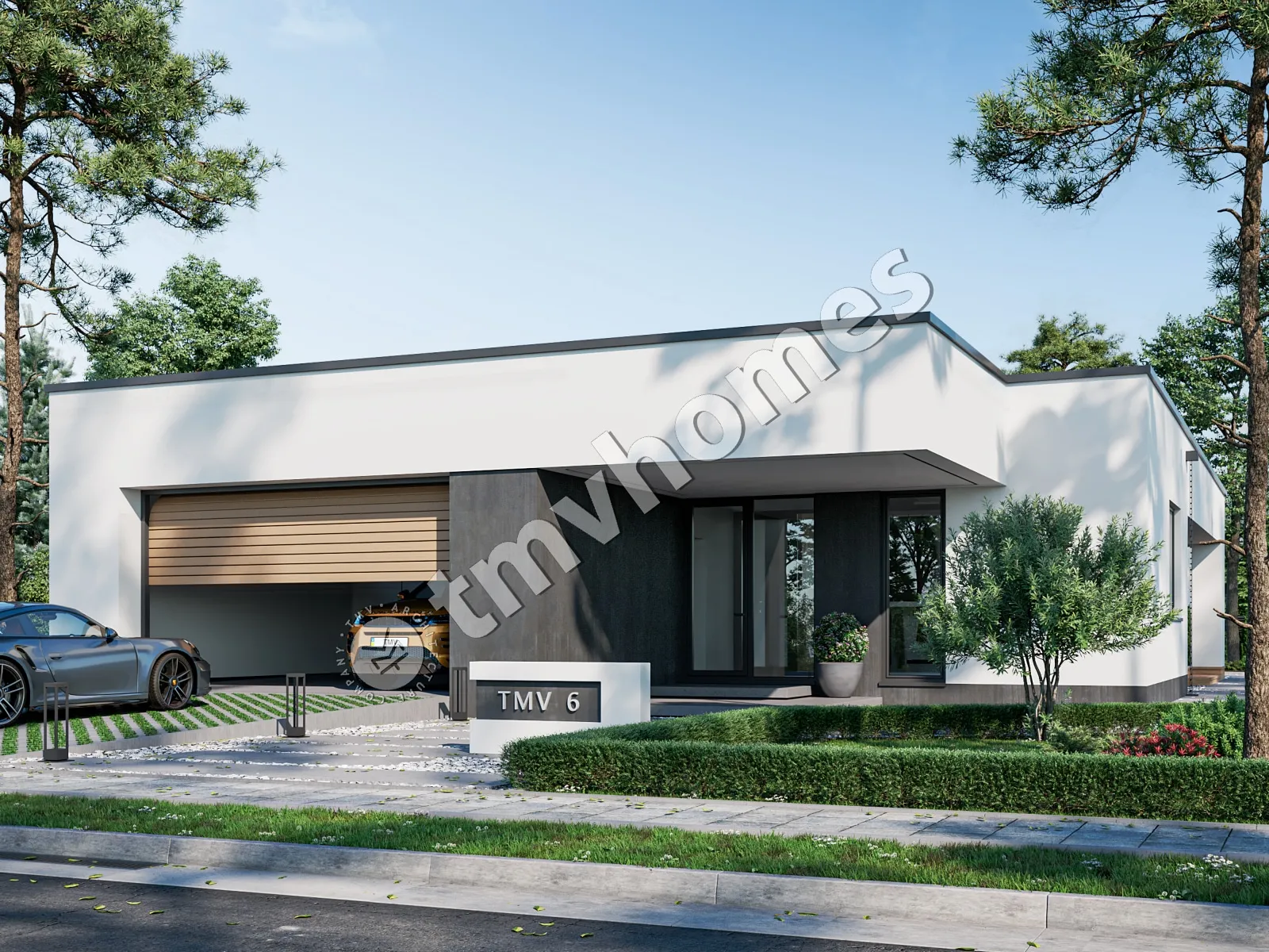 Proiect de casa parter 192 m²: 3 Dormitoare, 2 Bai, Bucatarie deschisa, Garaj