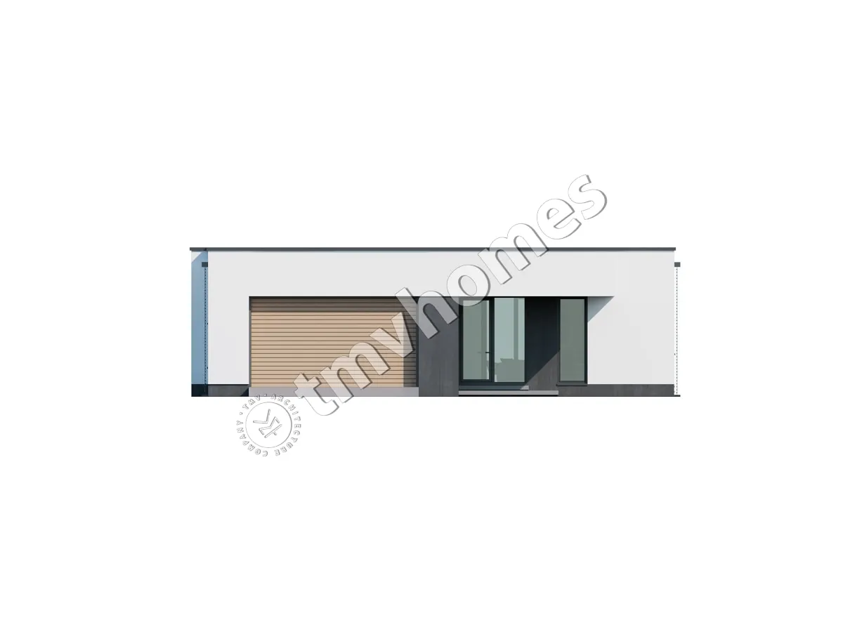 Proiect de casa parter 192 m²: 3 Dormitoare, 2 Bai, Bucatarie deschisa, Garaj