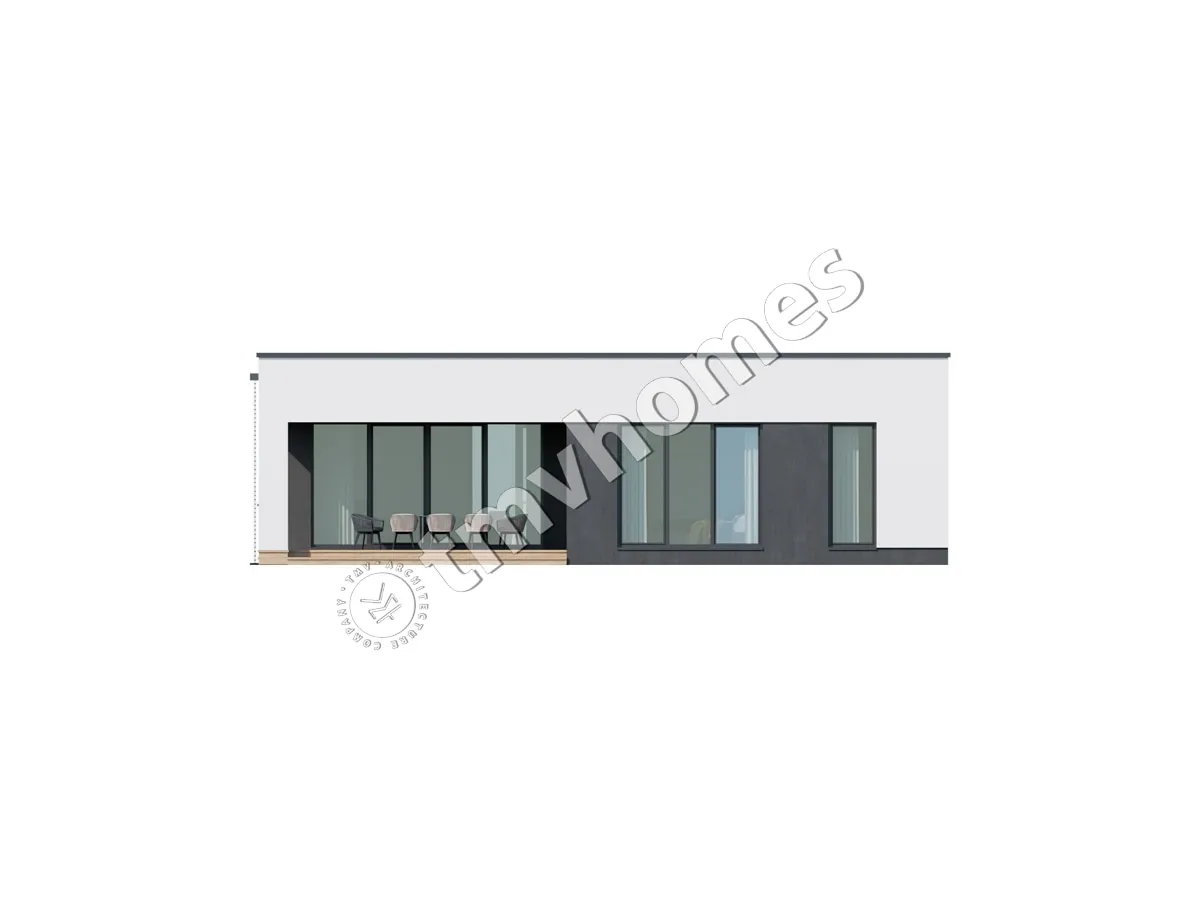 Proiect de casa parter 192 m²: 3 Dormitoare, 2 Bai, Bucatarie deschisa, Garaj