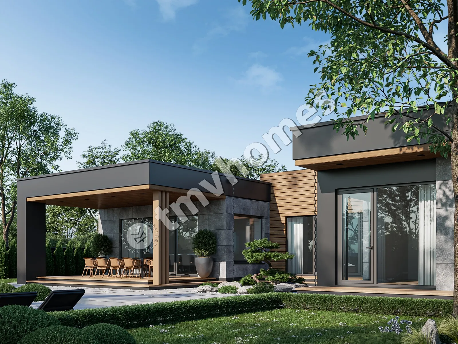 Proiect de casa cu 2 etaje 217 m²: 3 Dormitoare, 3 Bai, Bucatarie deschisa, fara Garaj