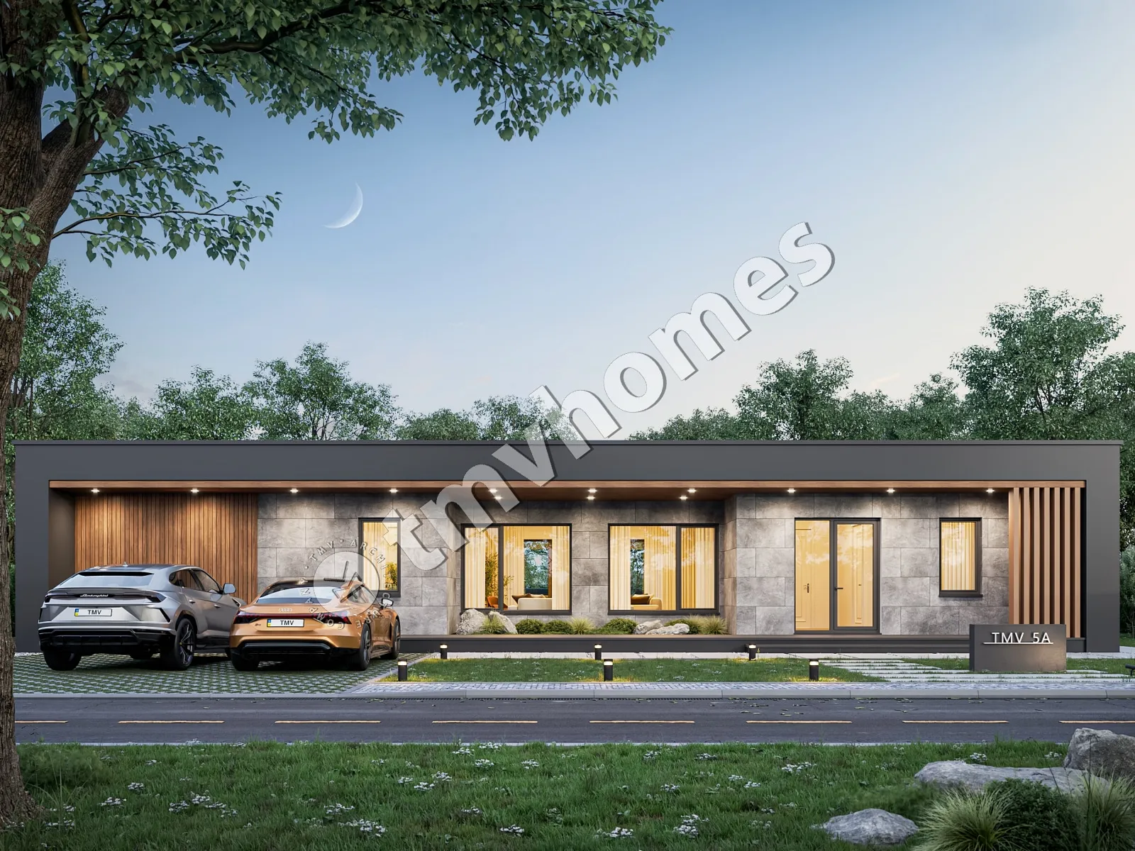 Proiect de casa cu 2 etaje 217 m²: 3 Dormitoare, 3 Bai, Bucatarie deschisa, fara Garaj