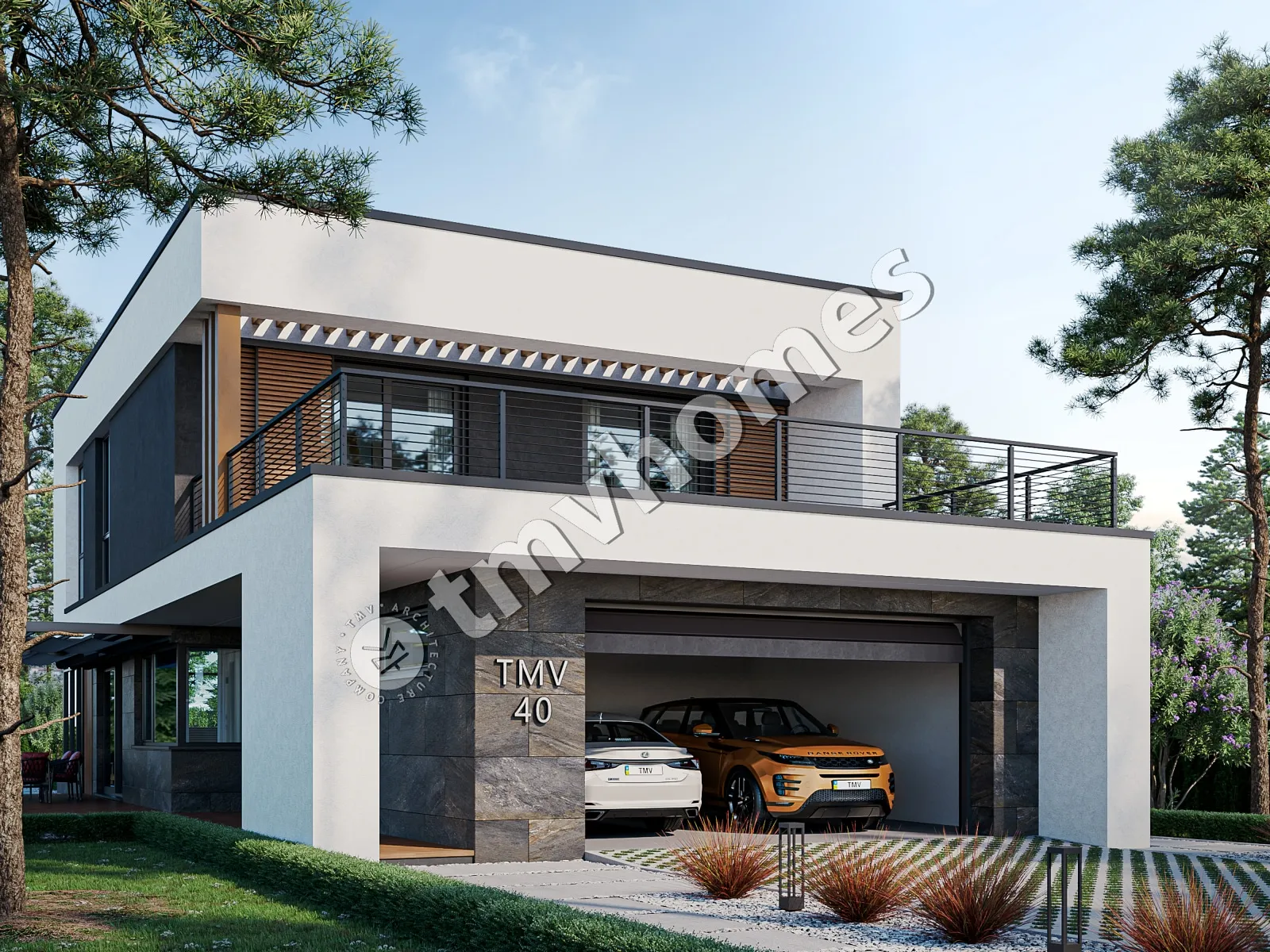 Proiect de casa cu etaj 240 m²: 3 Dormitoare, Birou, 3 Bai, Bucatarie deschisa, Garaj