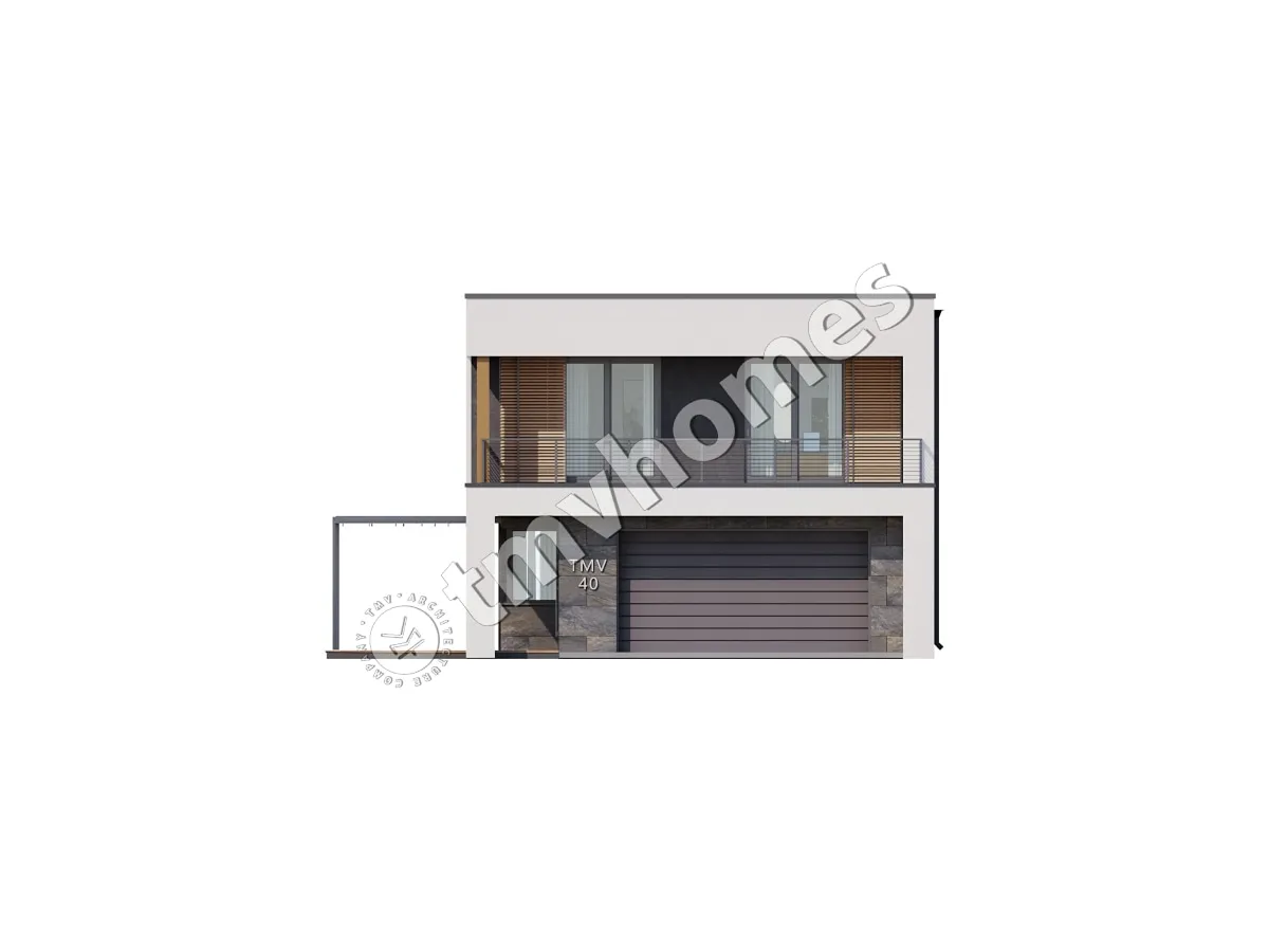 Proiect de casa cu etaj 240 m²: 3 Dormitoare, Birou, 3 Bai, Bucatarie deschisa, Garaj
