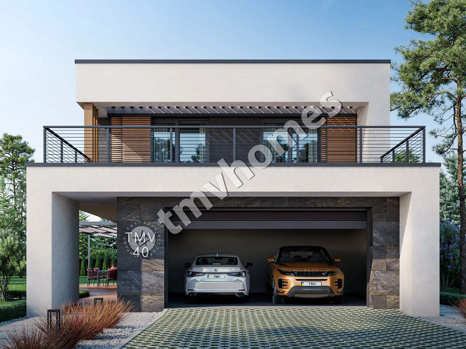 Proiect de casa cu etaj 240 m²: 3 Dormitoare, Birou, 3 Bai, Bucatarie deschisa, Garaj
