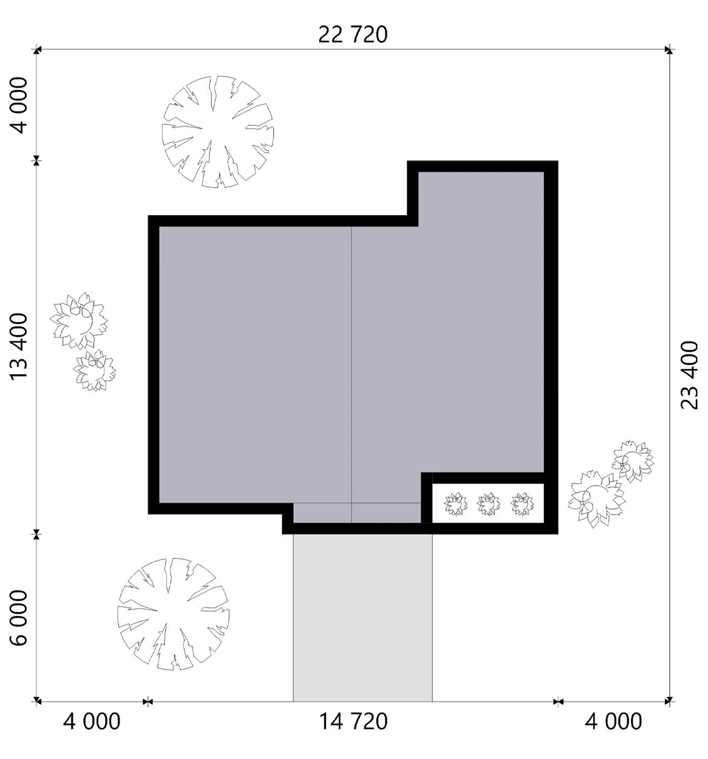 Proiect de casa parter 113 m²: 3 Dormitoare, 2 Bai, Bucatarie deschisa, fara Garaj