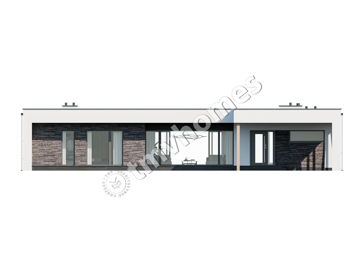 Proiect de casa parter 215 m²: 3 Dormitoare, 3 Bai, Bucatarie deschisa, fara Garaj