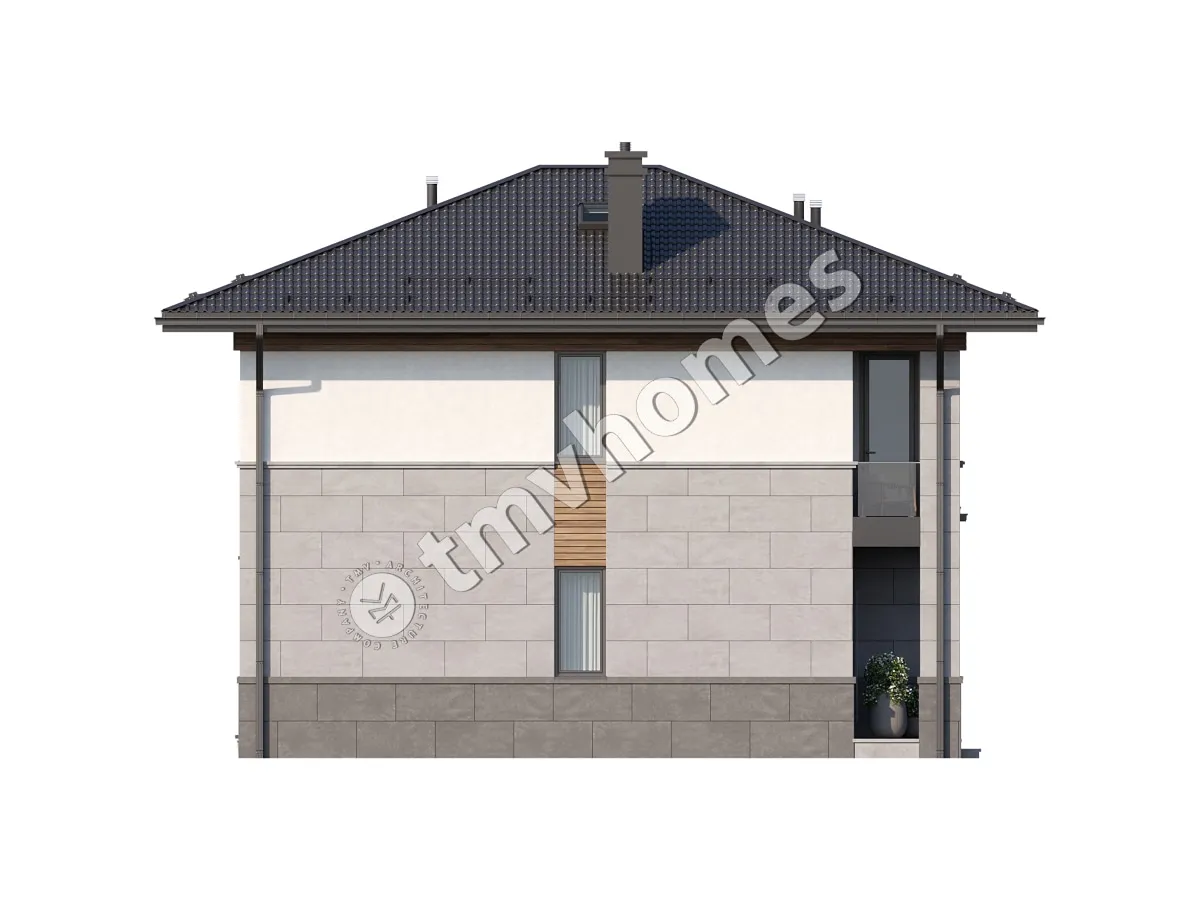 Proiect de casa cu etaj 173 m²: 3 Dormitoare, Birou, 3 Bai, fara Garaj
