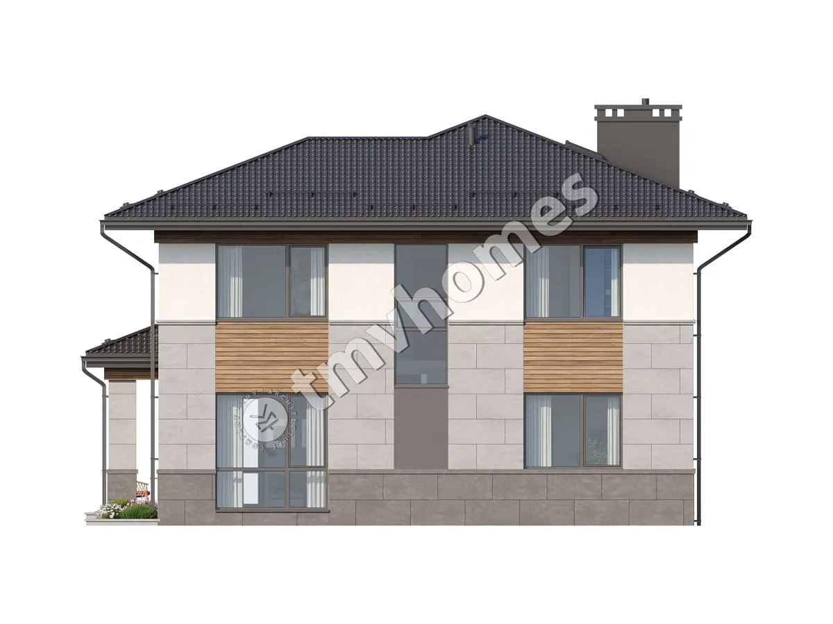 Proiect de casa cu etaj 173 m²: 3 Dormitoare, Birou, 3 Bai, fara Garaj