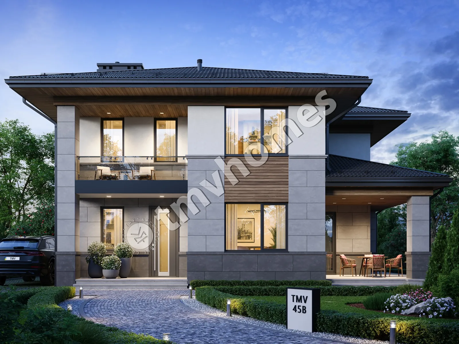 Proiect de casa cu etaj 173 m²: 3 Dormitoare, Birou, 3 Bai, fara Garaj