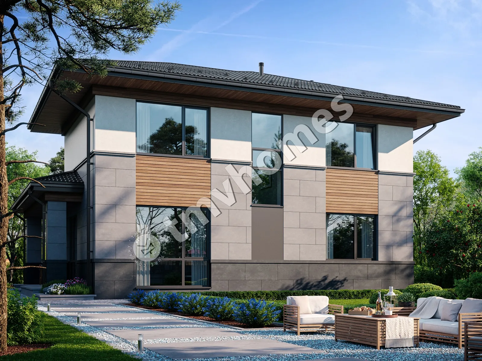 Proiect de casa cu etaj 173 m²: 3 Dormitoare, Birou, 3 Bai, fara Garaj
