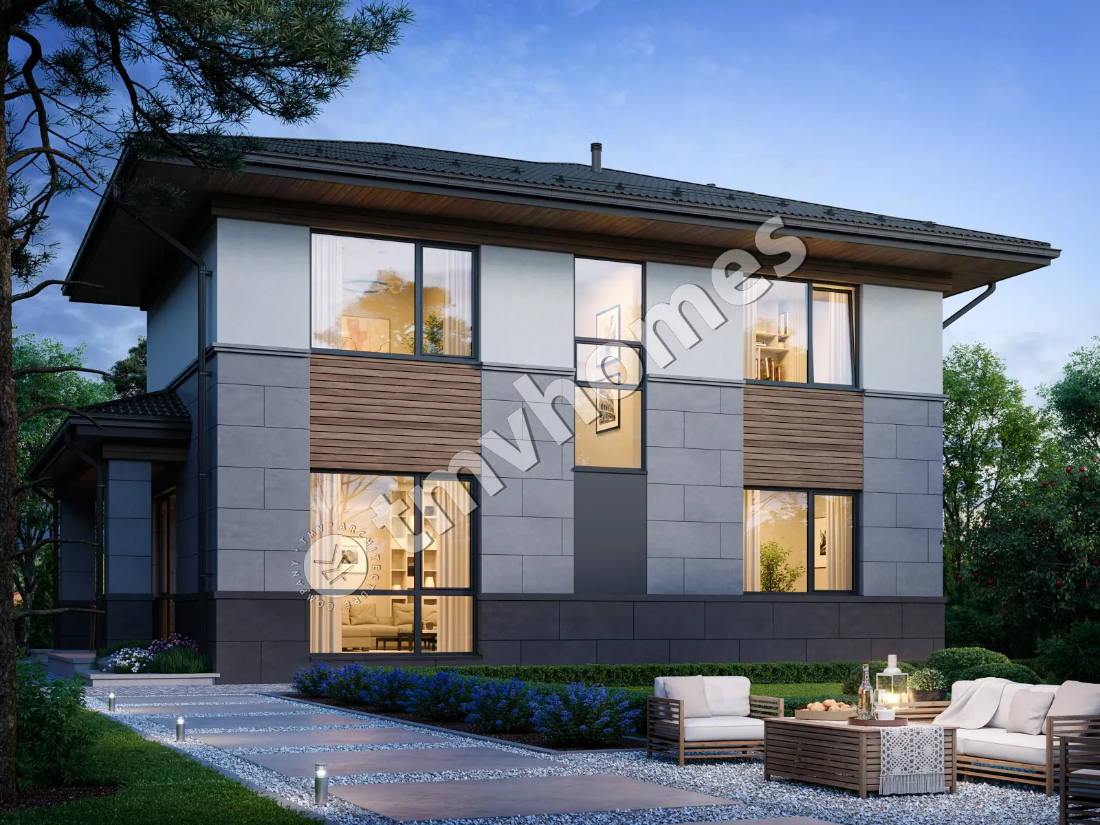 Proiect de casa cu etaj 173 m²: 3 Dormitoare, Birou, 3 Bai, fara Garaj