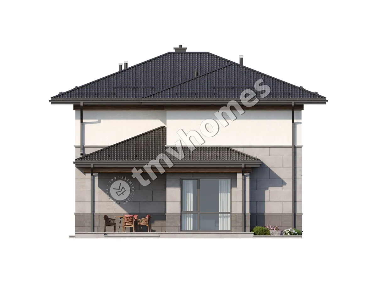 Proiect de casa cu etaj 173 m²: 3 Dormitoare, Birou, 3 Bai, fara Garaj